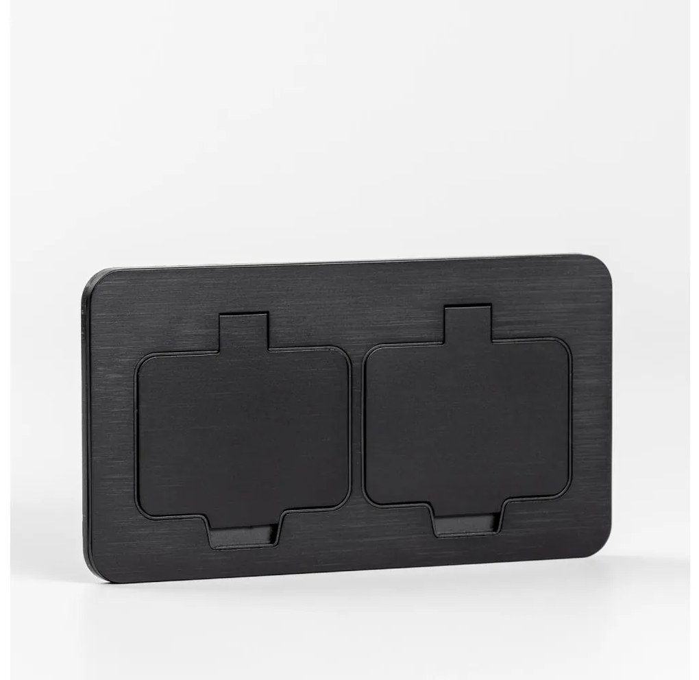 Solight 5B323B - Kültéri beépített padló dupla aljzat IP55 fekete négyszögletes