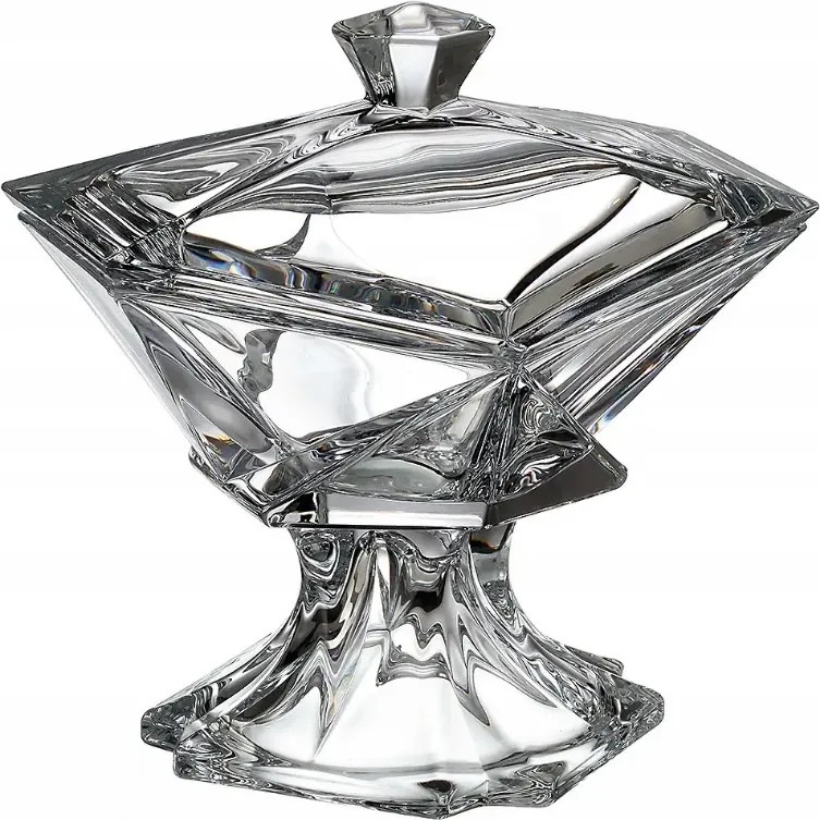 Bohemia Origami Saláta tálaló Üveg Bomboniera snack fedővel 23,5 cm