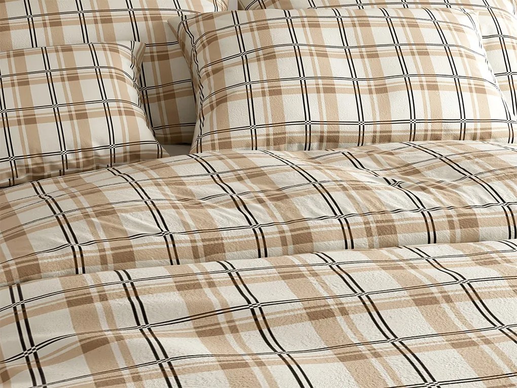 Mikroplüss ágynemű PLAID krém Ágyneműhuzat mérete: 2 db 70 x 90 cm | 200 x 220 cm
