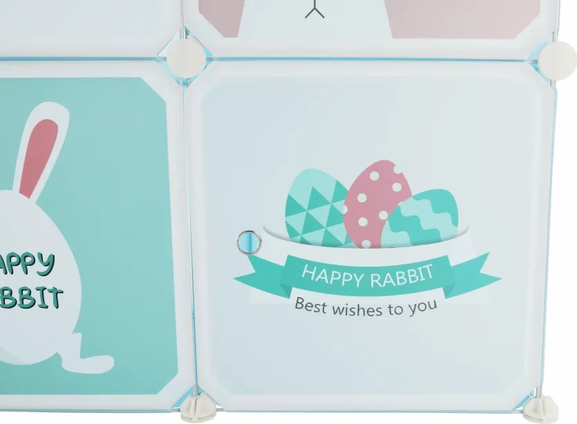 Gyerek szekrény, kék/gyerek minta, EDRIN