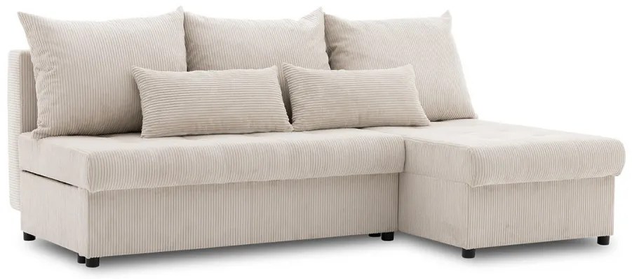 Venezia sarokkanapé, kordbársony, univerzális oldal, bonell töltet, bézs