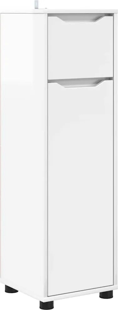 vidaXL Fürdőszoba Székény Magas Fényű Fehér 30,5 x 30 x 101 cm Faanyag
