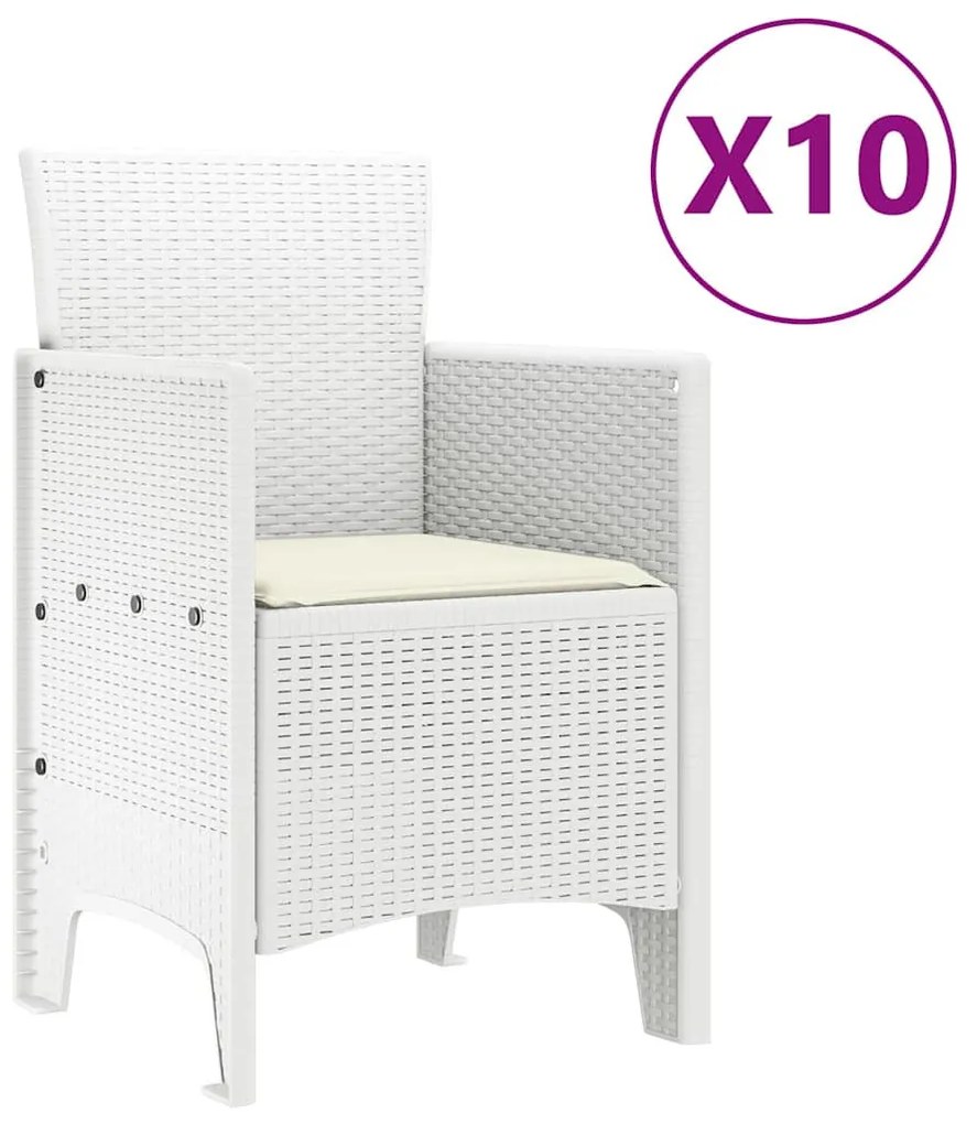 Kert étkező szett párnával 11 pcs Fehér Polyrattan és acél