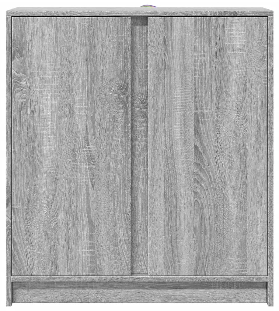 szürke sonoma szerelt fa tálalószekrény LED-del 77 x 34 x 85 cm