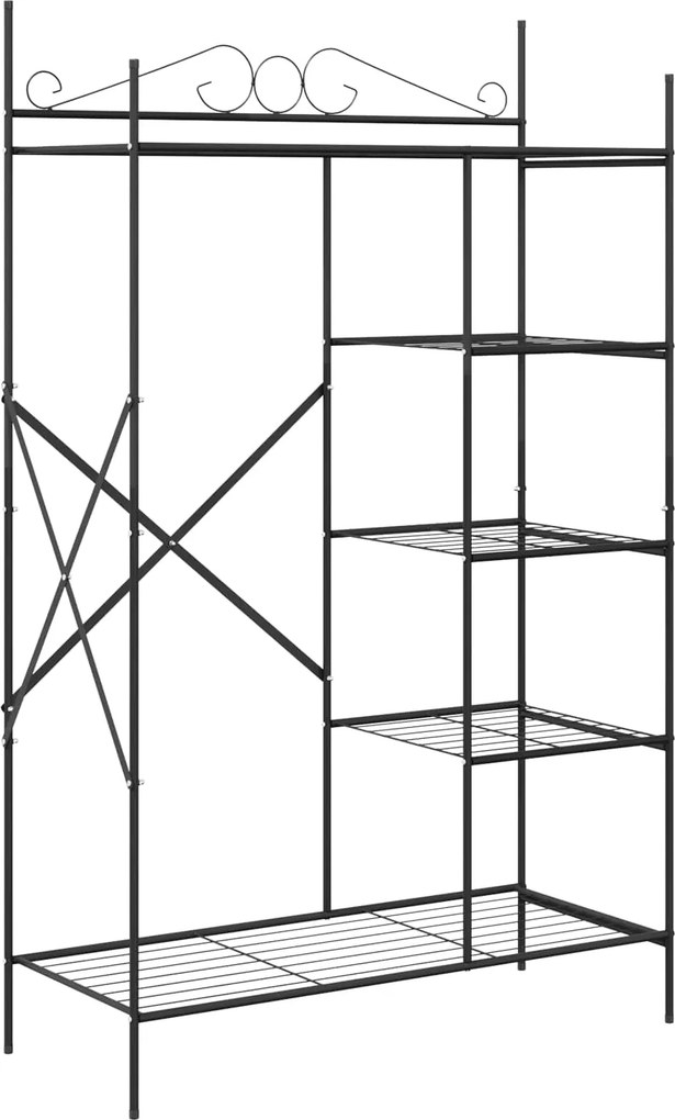 vidaXL Nyitott Szekrény polcokkal Fekete 104,5 x 45 x 172 cm Acél