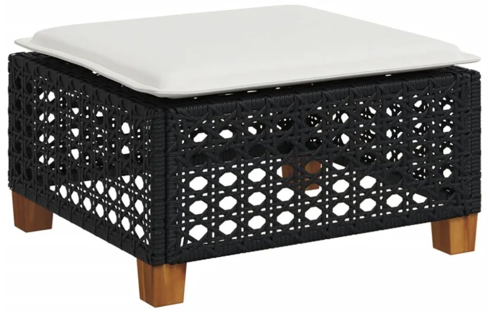 fekete polyrattan kerti szék párnával 63,5 x 56 x 32 cm