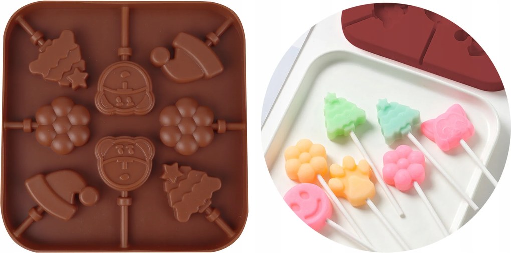 Csokoládé nyalóka forma karácsonyfa sapka mikulás karácsonyi dekoráció