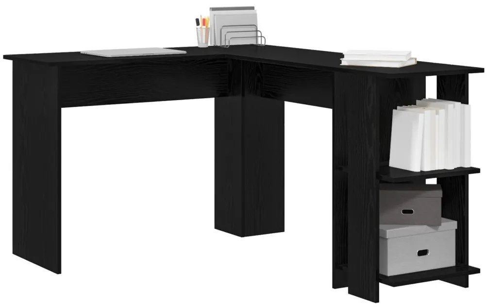 vidaXL Sarokíróasztal Fekete tölgy 140 x 113,5 x 75 cm Faanyag