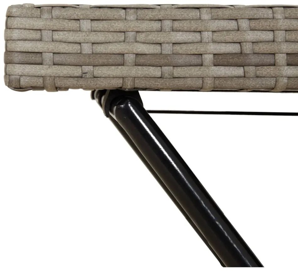 szürke összecsukható polyrattan tálcaasztal 65 x 40 x 75 cm