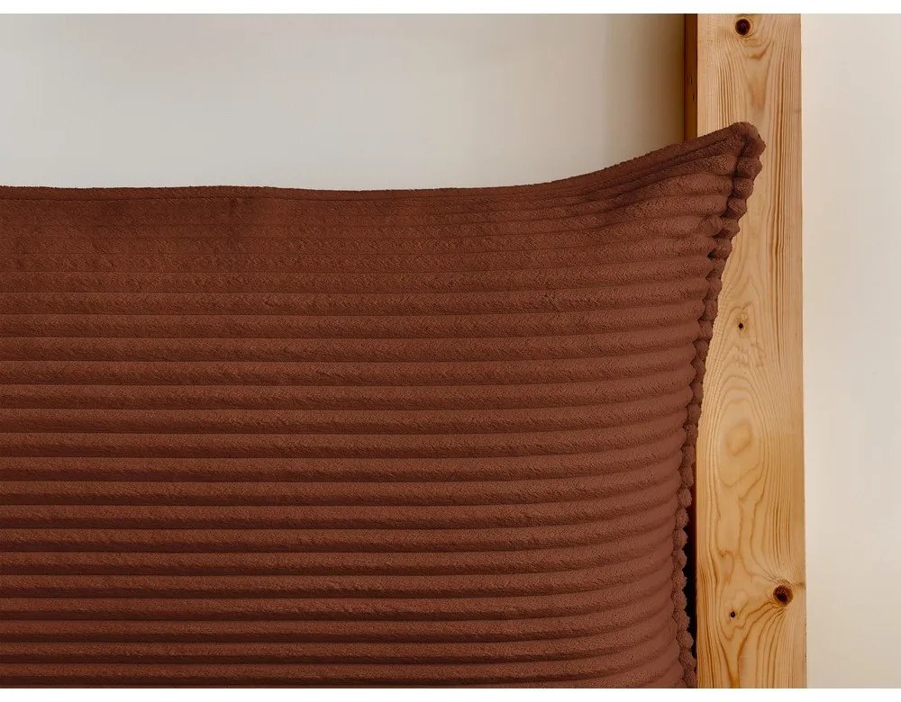 Téglavörös kárpitozott ágyneműtartós franciaágy ágyráccsal 160x200 cm Jade – Bobochic Paris