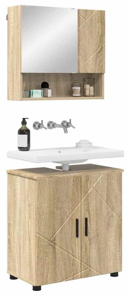 Fürdőszoba bútor szett 2 pcs sonoma tölgy 61 x 35 x 64 cm