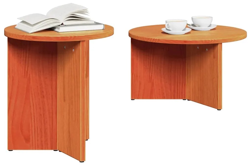 Dohányzóasztal 2 pcs Viaszbarna 49 x 49 x 28 cm Tömör fenyőfa