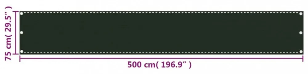 sötétzöld HDPE erkélytakaró 75 x 500 cm