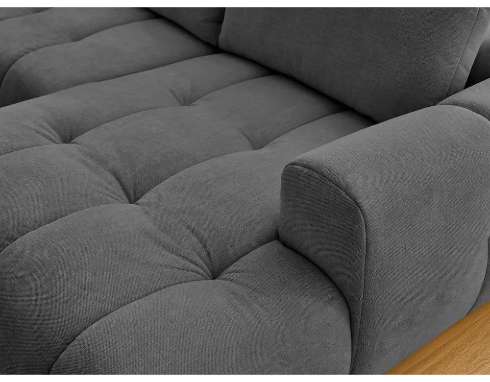 Sötétszürke kinyitható-tárolóhelyes sarokkanapé (bal oldali-U alakú) Fuji – Bobochic Paris