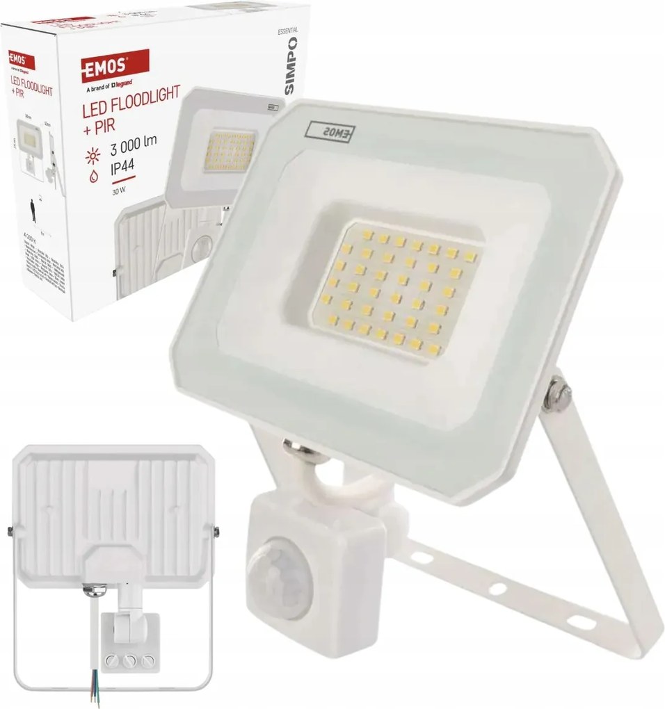 Kültéri lámpa Led fényvető a ház előtt fehér Emos mozgásérzékelővel