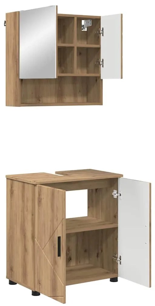 Fürdőszoba bútor szett 2 pcs kézműves tölgy 61 x 35 x 64 cm