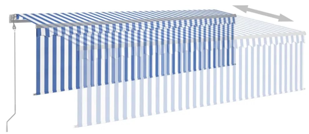 kék és fehér automata napellenző redőnnyel 5 x 3 m