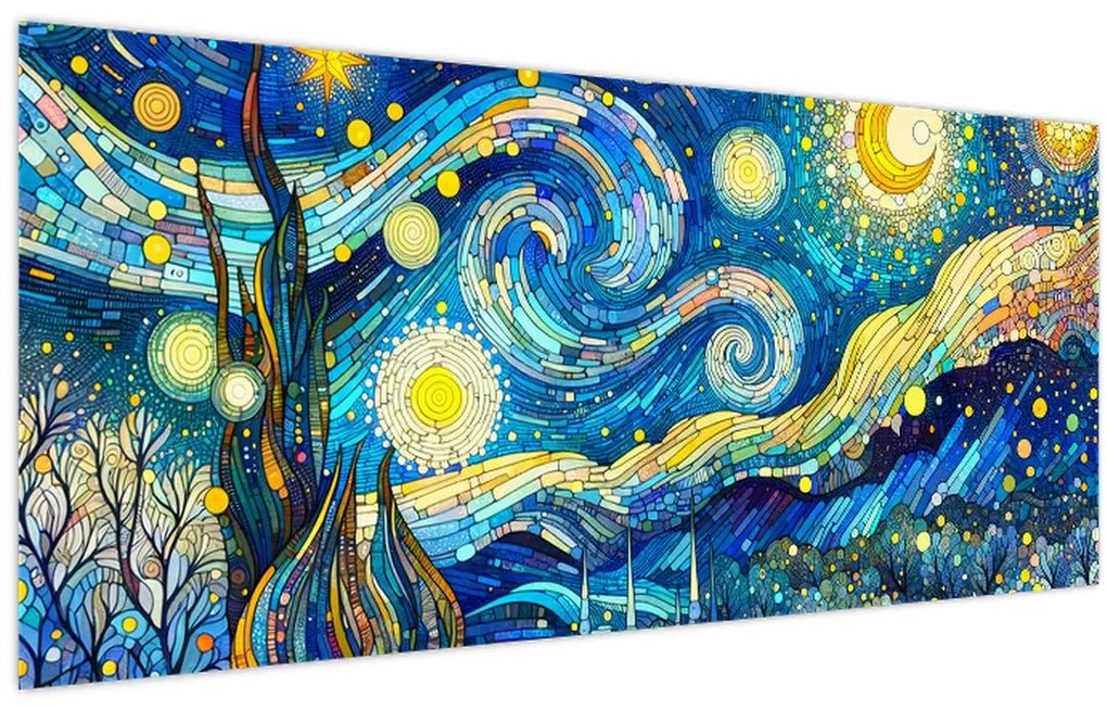 Kép – Csillagos éjszaka mozaikja (120x50 cm)