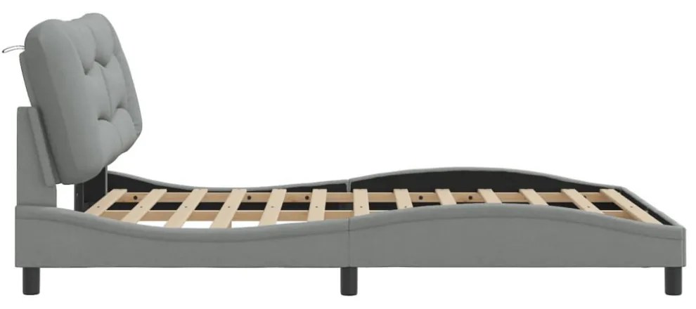 világosszürke szövet ágykeret matrac nélkül Hvar 140 x 190 cm