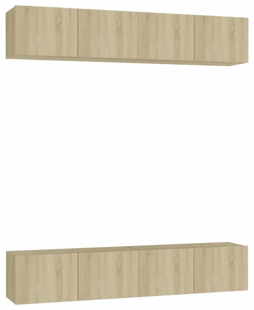 4 db sonoma tölgy színű szerelt fa TV-szekrény 80 x 30 x 30 cm