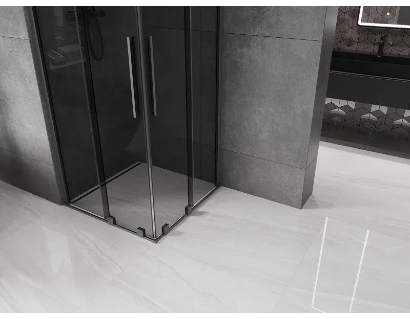 Mexen Velar Duo, zuhanykabin tolóajtóval 80 x 80 cm, 8mm szürke üveg, polírozott grafit, 871-080-080-42-95