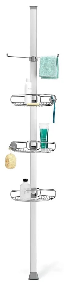 Szürke teleszkópos fém fürdőszoba polc - simplehuman