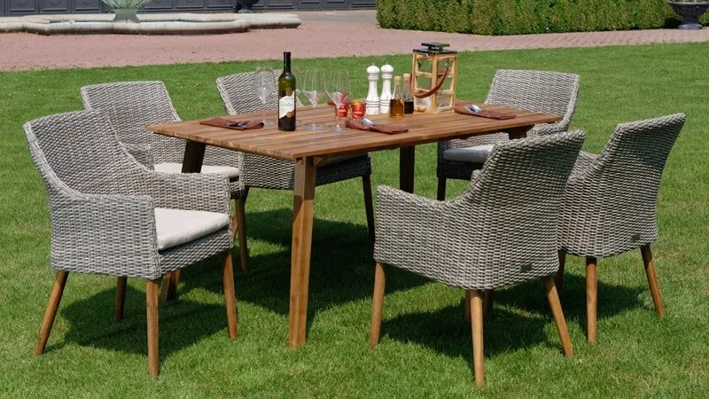 Copenhagen Faro grey-wash rattan 6 asztali szett