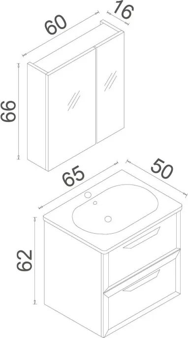 Nuvola mosdószekrény, 65 cm – TR785PNC1643