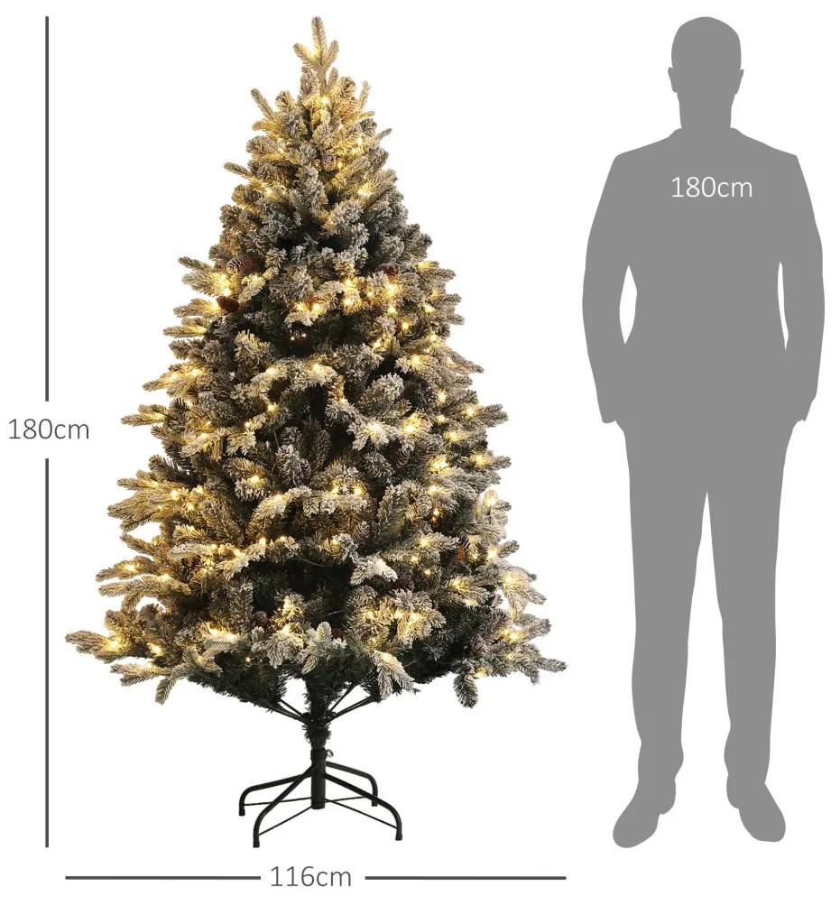 Műfenyő 180 cm magas, 793 ággal és műhóval, összecsukható acélállvánnyal