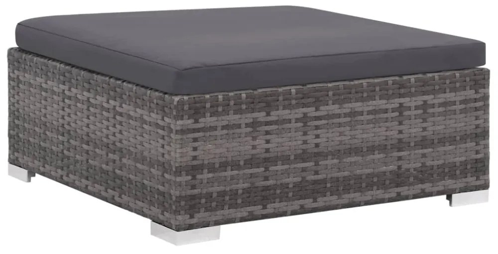 6 darabos szürke polyrattan kerti bútor szett párnákkal