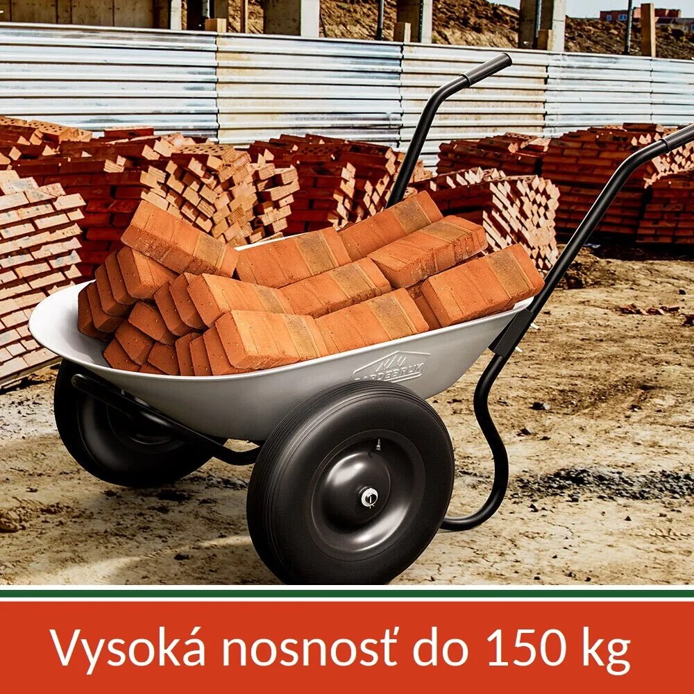 DAMO horganyzott talicska, max. kapacitás 100l/150kg, 2 gumiabroncs, ezüst/fekete