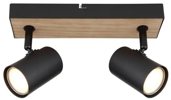 Globo 57911-2BW - Spotlámpa ROBBY 2xGU10/35W/230V fekete/barna