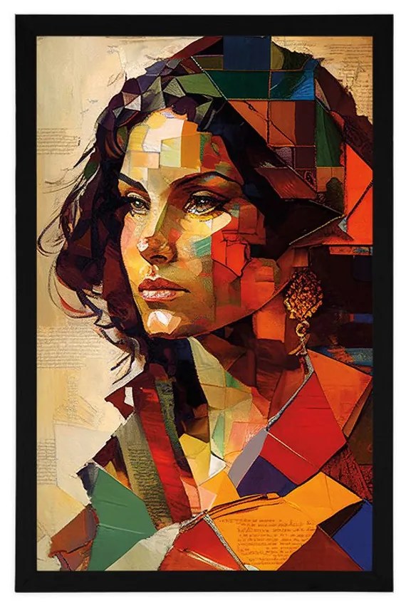 Poszter női profil patchwork dizájnban.
