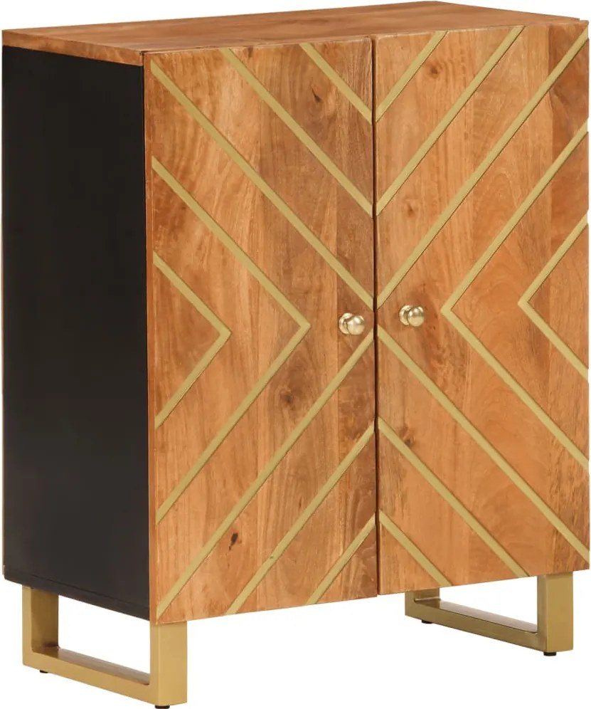 vidaXL barna és fekete tömör mangófa kisszekrény 60x33,5x75 cm