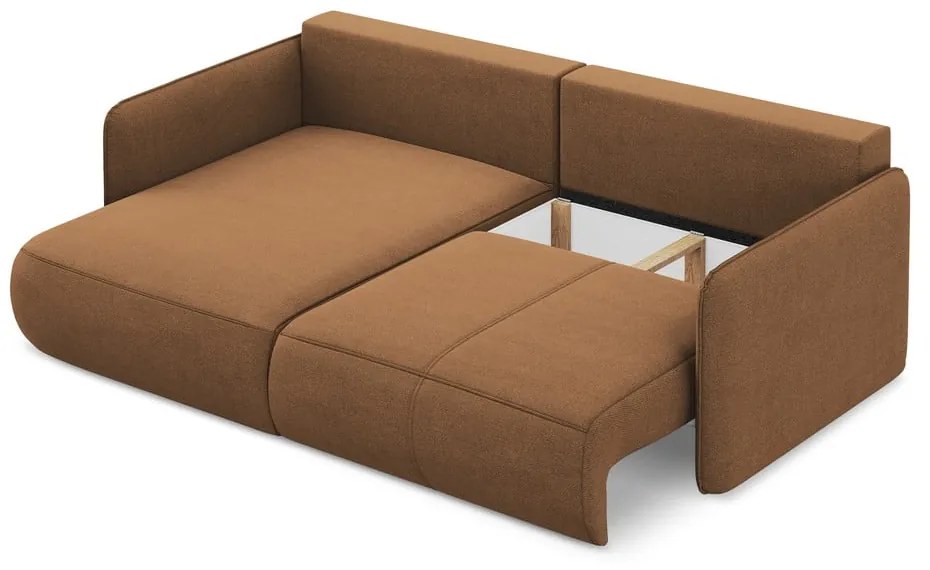 Narancssárga kinyitható-tárolóhelyes sarokkanapé (bal oldali) Nanea – Makamii