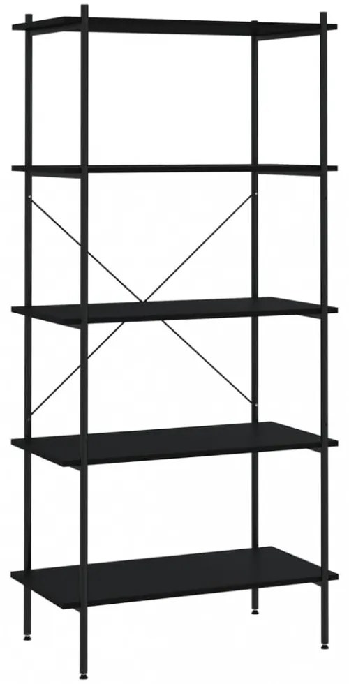 fekete 5 szintes polcrendszer 80x40x163 cm