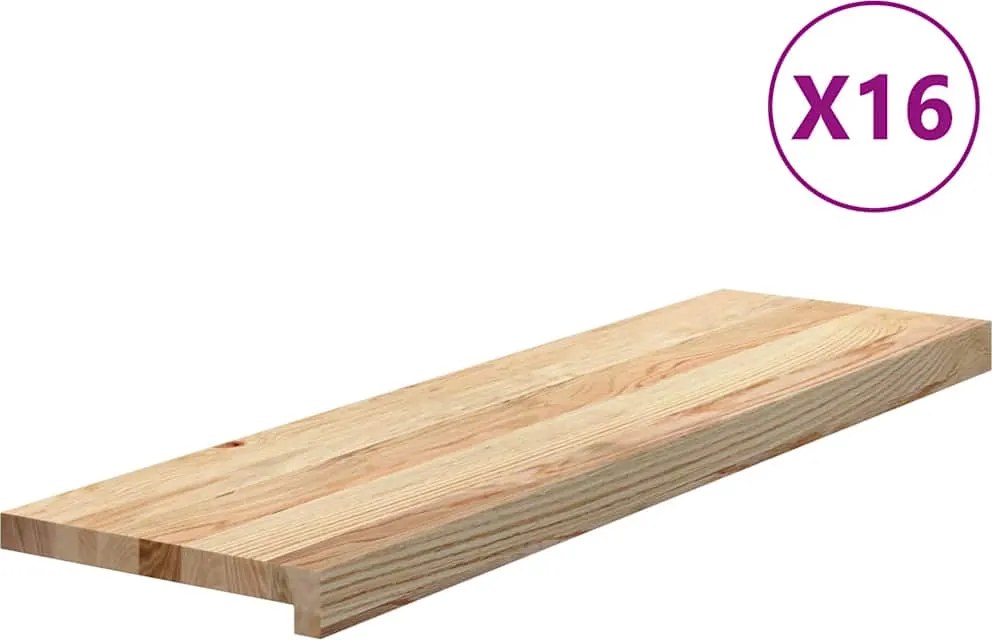 vidaXL 16 db tömör tölgyfa lépcsőfokok kezeletlen 90x30x2 cm