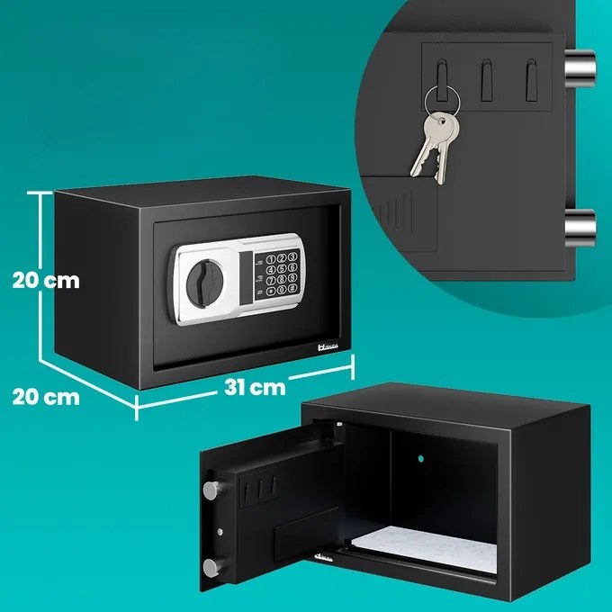 monzana® Defer biztonsági trezor - 31x20x20 cm fekete