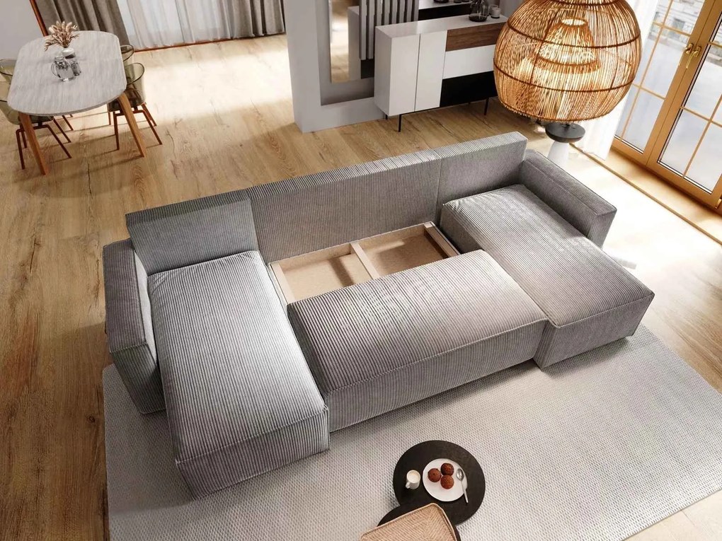 U alakú ülőgarnitúra SMART COSARO 295x140 cm, szürke