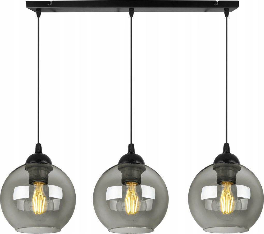 Mennyezeti Lámpa Lógó Csillár Üveg Gömbök Hármas Fekete Loft Díszléc