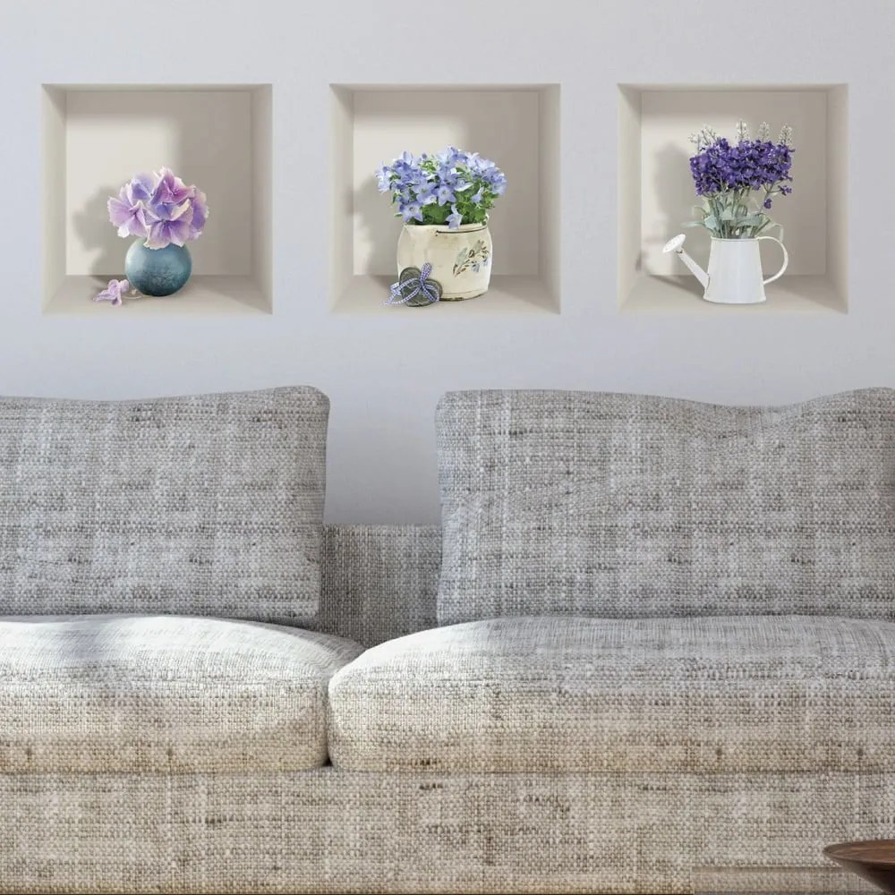 Purple Bouquets 3 db-os 3D falmatrica szett - Ambiance