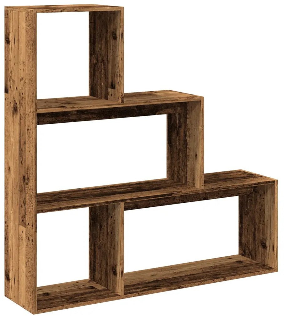 3 szintes antik fa színű fa elválasztó könyvespolc 123x29x123cm