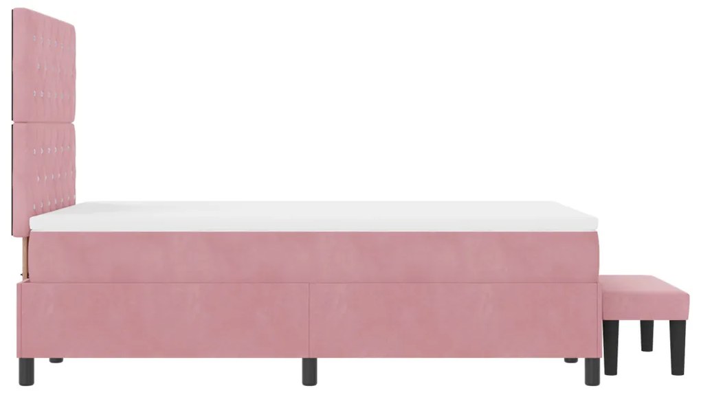 Box Spring Ágy Matraccal & Pad Rózsaszín 120x200 cm Bársony