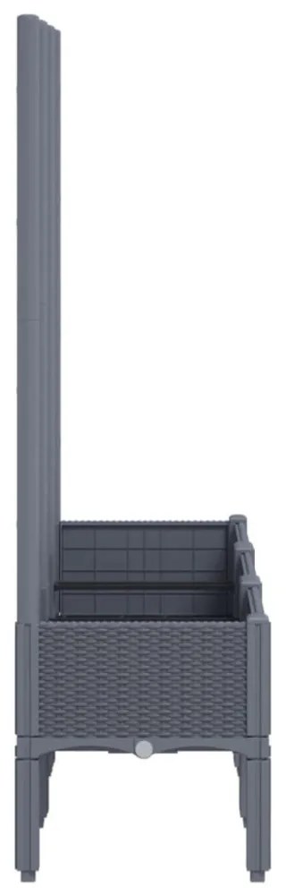 szürke PP rácsos kerti ültetőláda 120 x 40 x 142 cm