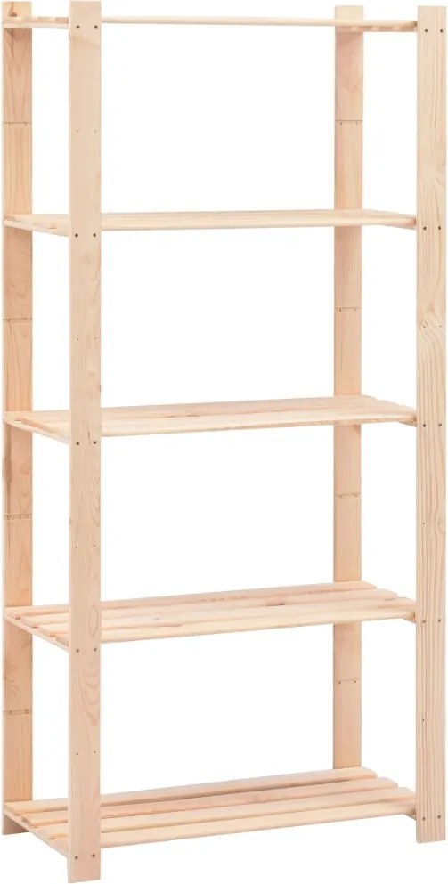 vidaXL 5-szintes tömör fenyőfa tárolóállvány 250 kg 80 x 38 x 170 cm