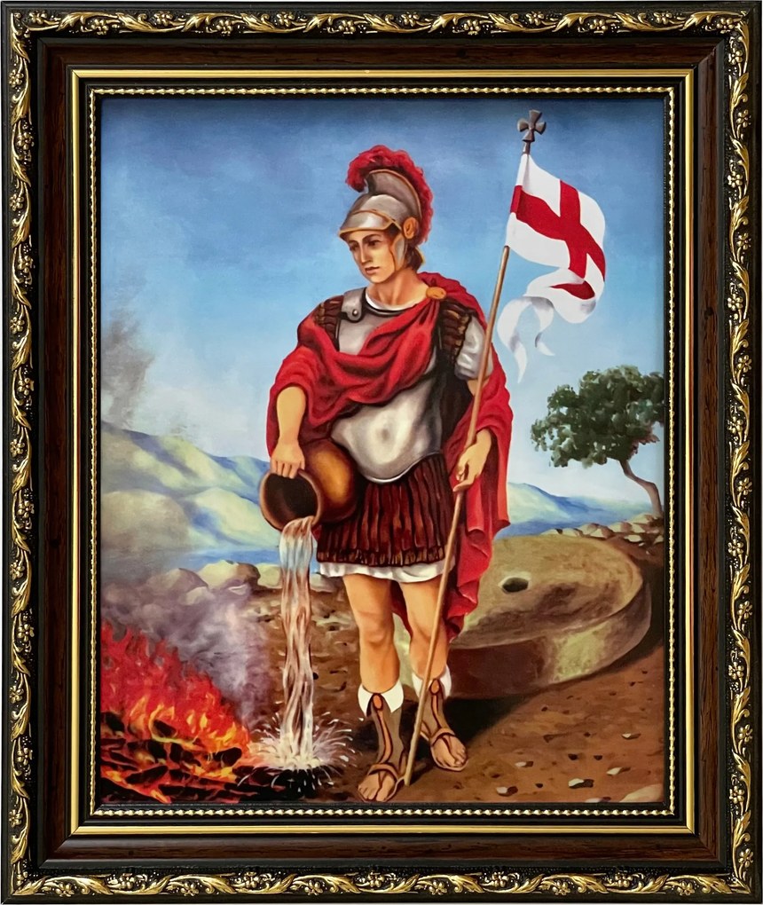 Vászonkép 31x26 Szent Flórián Díszített Keret