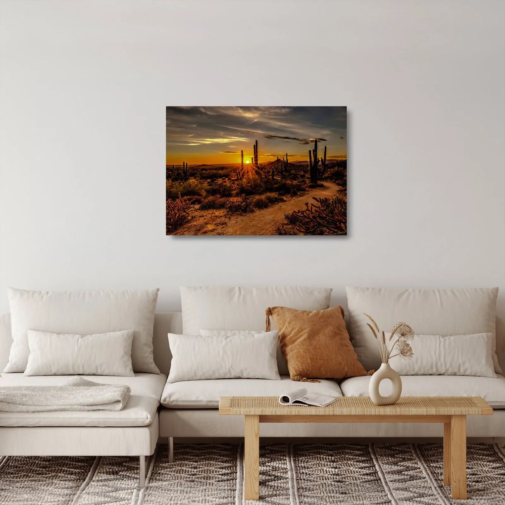 Kép - A nap vége az arizonai sivatagban (üvegen) (70x50 cm)