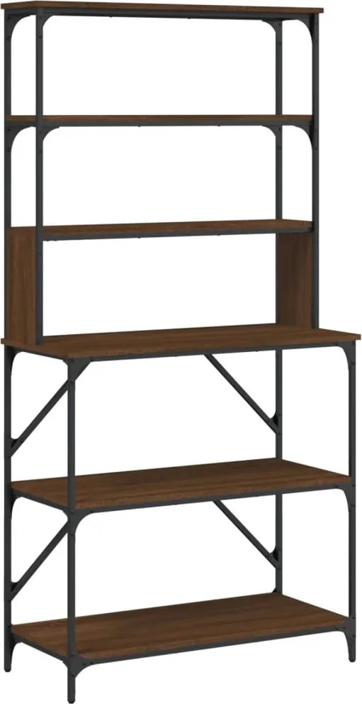 vidaXL 6 szintes barna tölgyszínű szerelt fa pékállvány 90x40x180cm