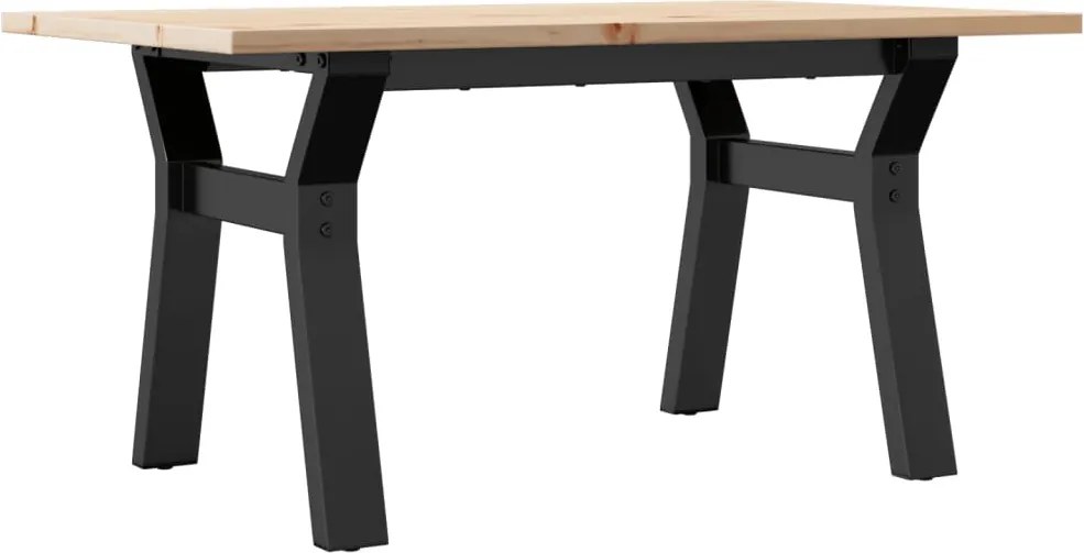 vidaXL tömör fenyőfa és acél dohányzóasztal Y-vázzal 80x50x40 cm