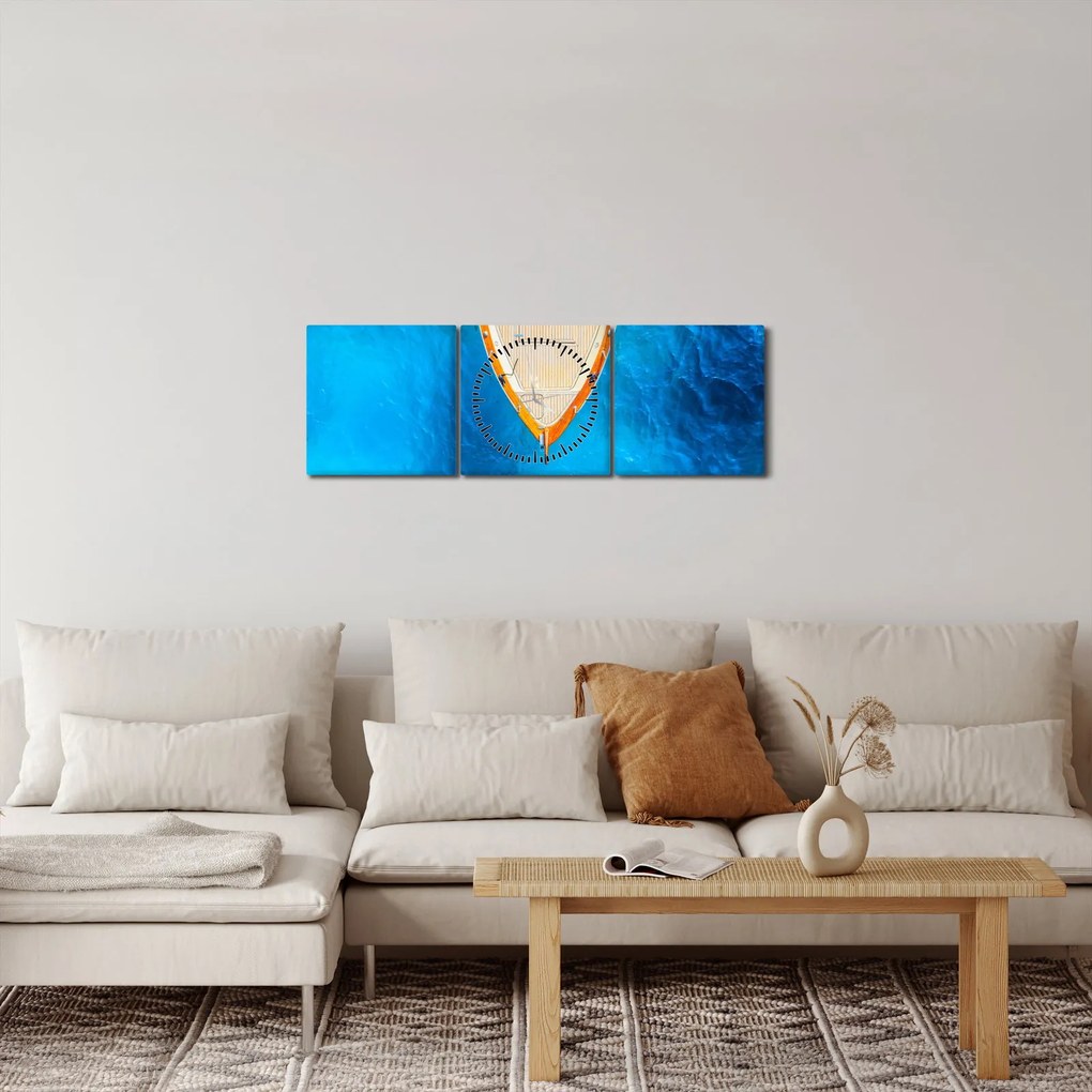 Kép - Nyári hajó (órával) (90x30 cm)